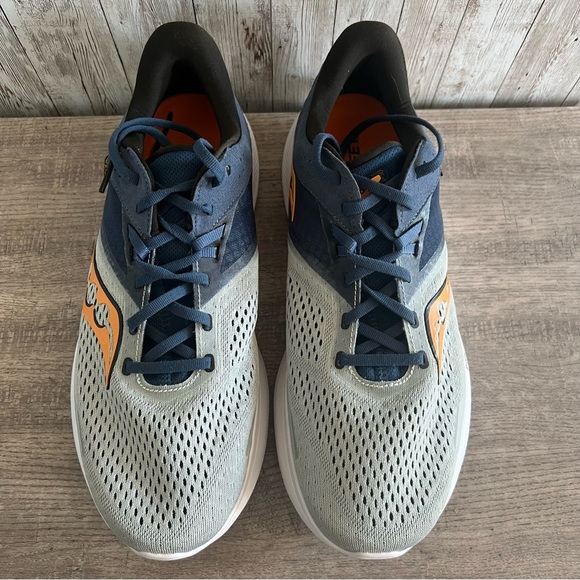 Saucony Mens Ride 16 Blue and Gray Running Shoes 11W - Picture 4 of 5